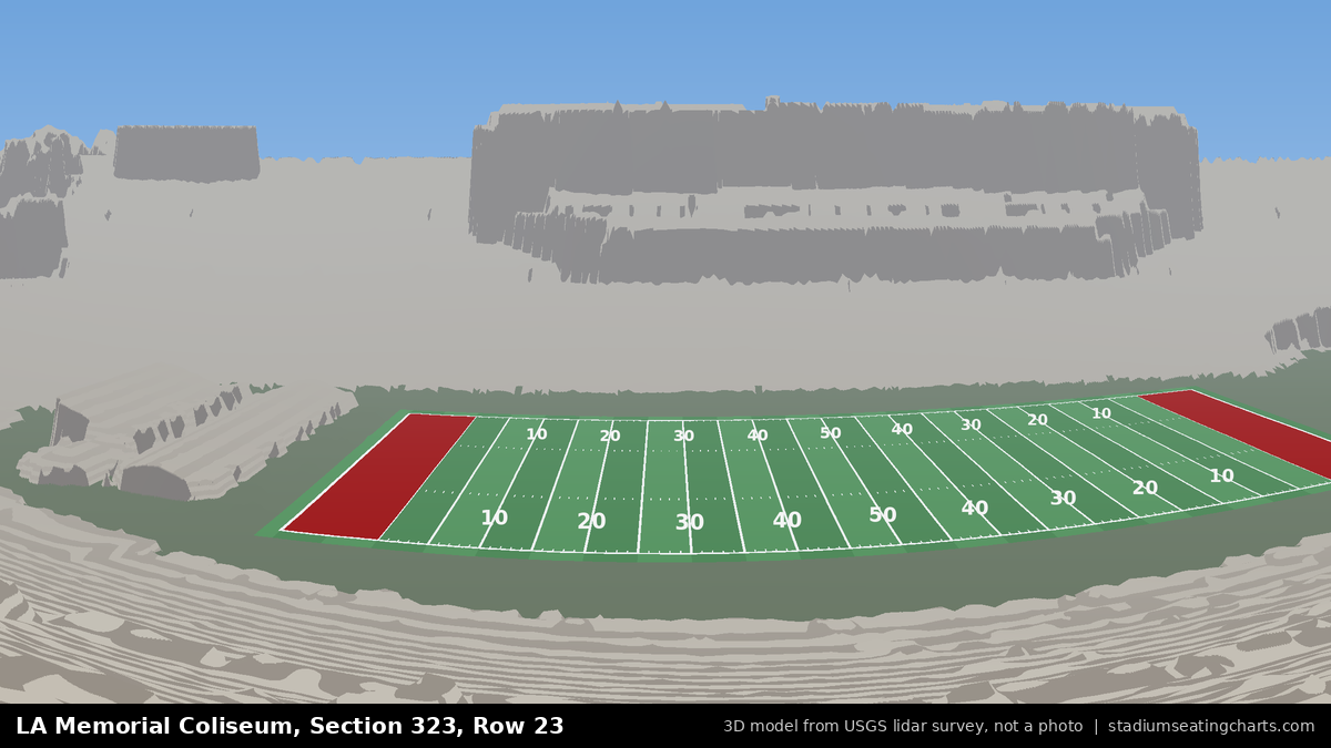 View from LA Memorial Coliseum Section 323, Row 23, looking toward the field