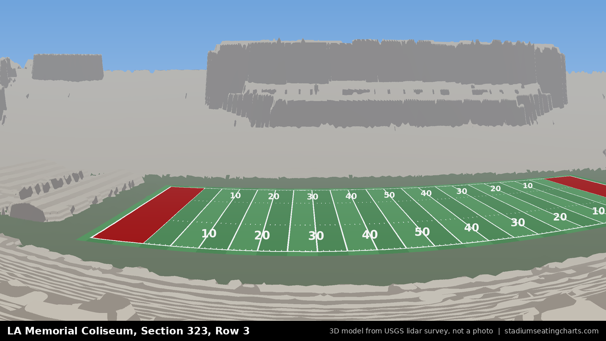 View from LA Memorial Coliseum Section 323, Row 3, looking toward the field