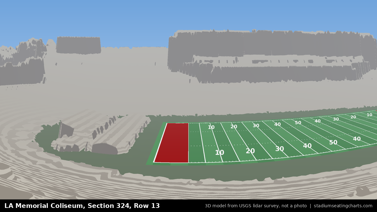 View from LA Memorial Coliseum Section 324, Row 13, looking toward the field