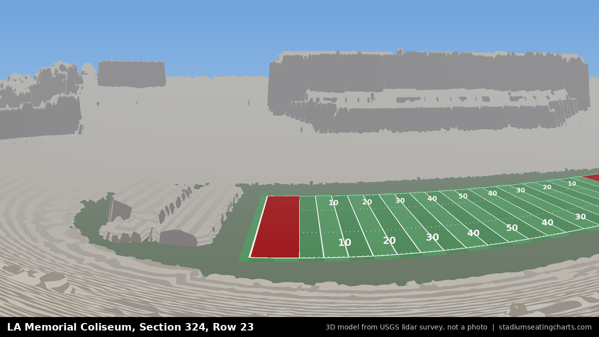 View from LA Memorial Coliseum Section 324, Row 23, looking toward the field