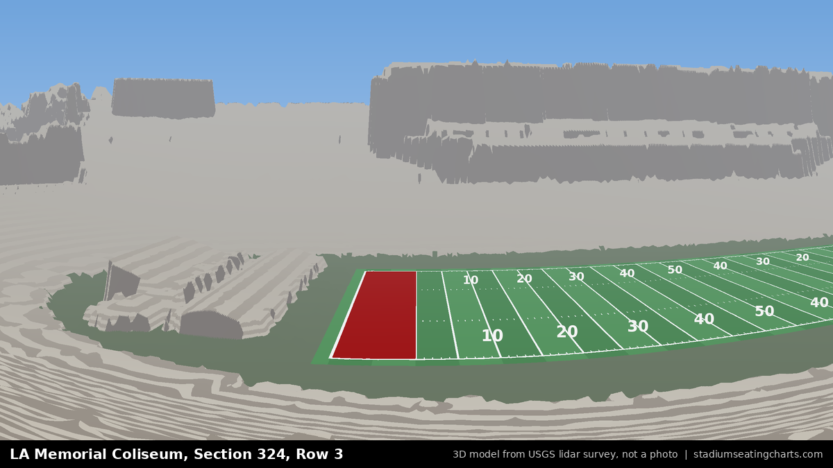 View from LA Memorial Coliseum Section 324, Row 3, looking toward the field