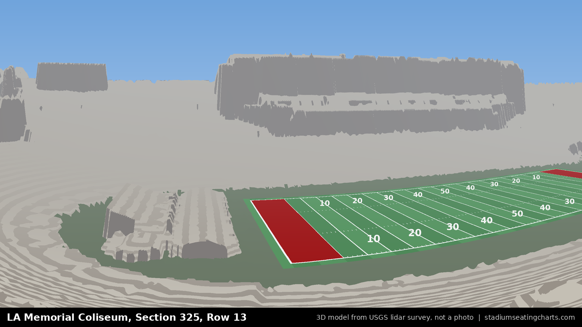 View from LA Memorial Coliseum Section 325, Row 13, looking toward the field