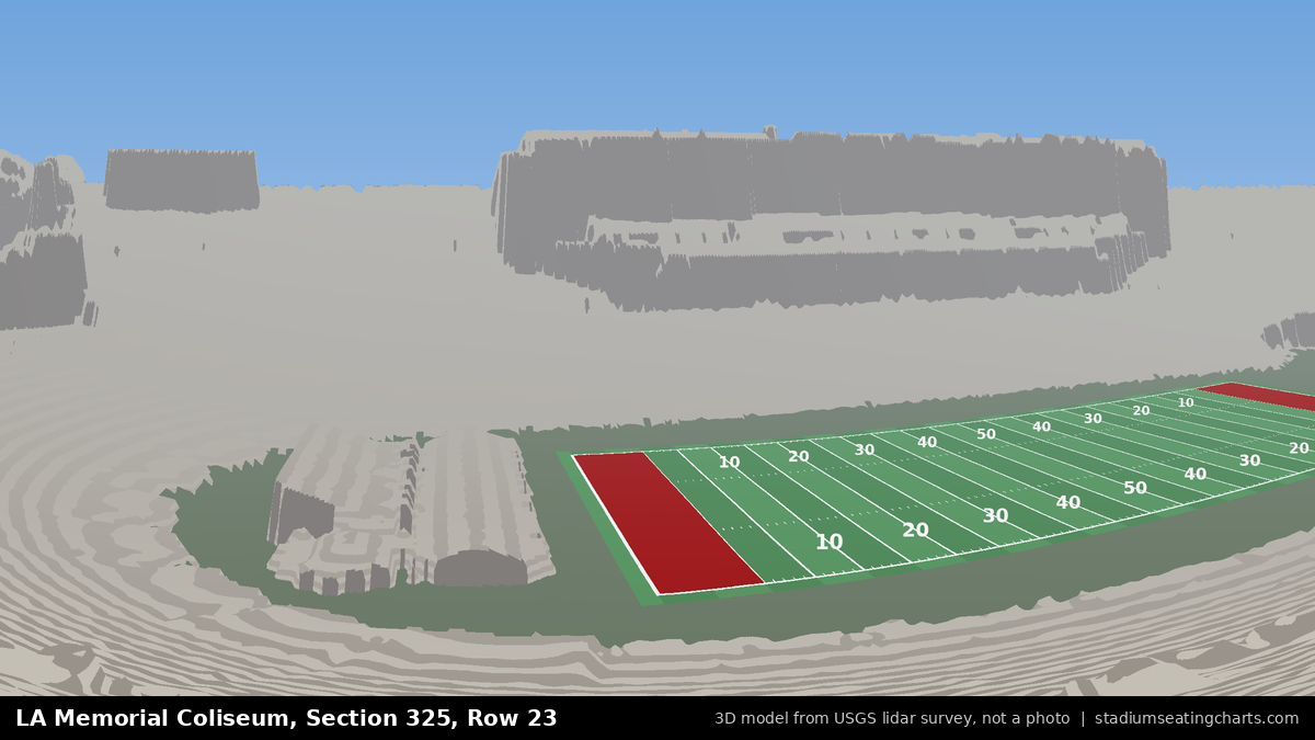 View from LA Memorial Coliseum Section 325, Row 23, looking toward the field