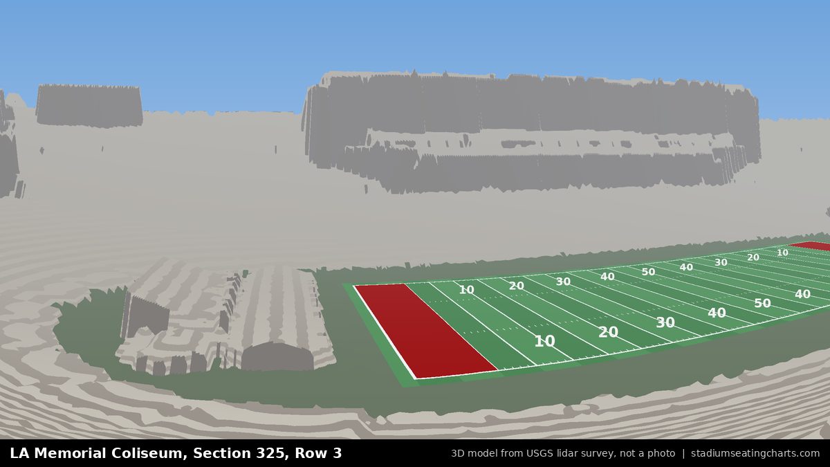 View from LA Memorial Coliseum Section 325, Row 3, looking toward the field