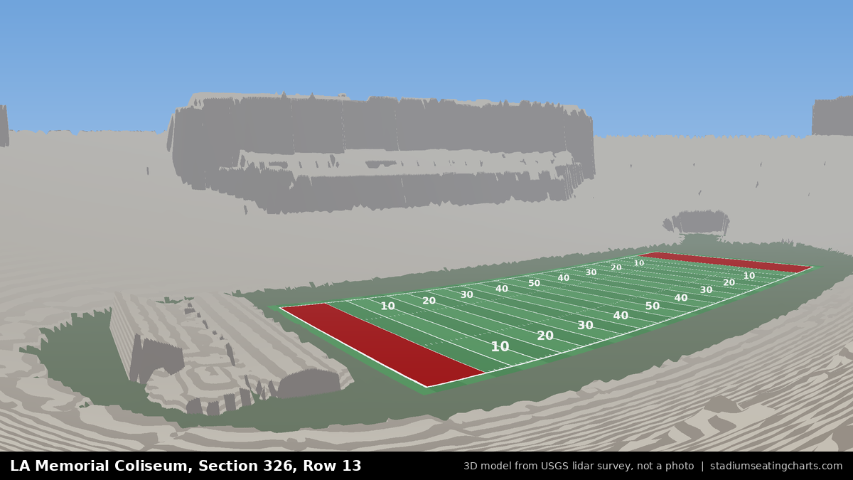 View from LA Memorial Coliseum Section 326, Row 13, looking toward the field