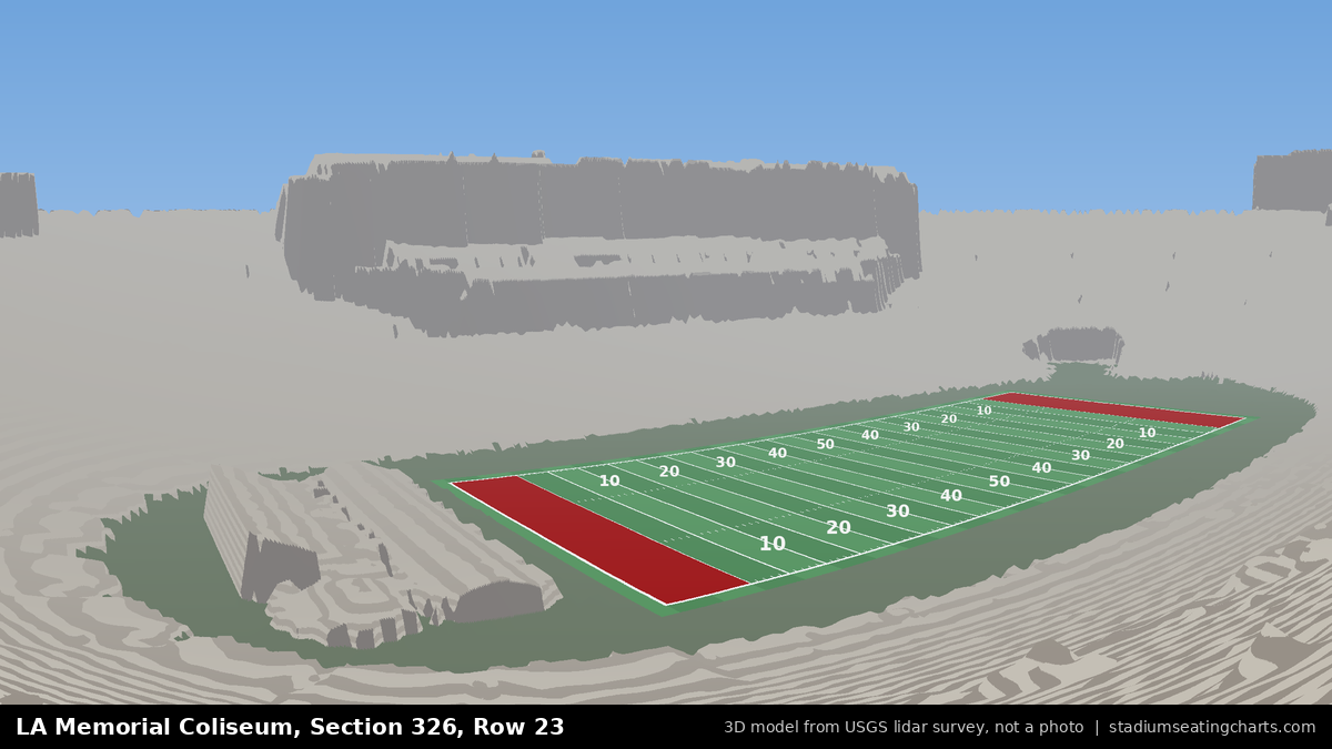 View from LA Memorial Coliseum Section 326, Row 23, looking toward the field