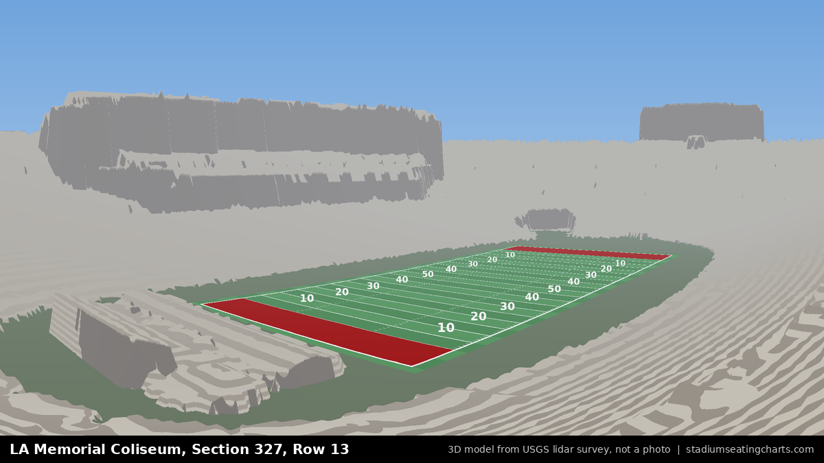 View from LA Memorial Coliseum Section 327, Row 13, looking toward the field