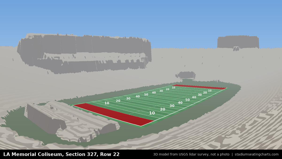 View from LA Memorial Coliseum Section 327, Row 22, looking toward the field