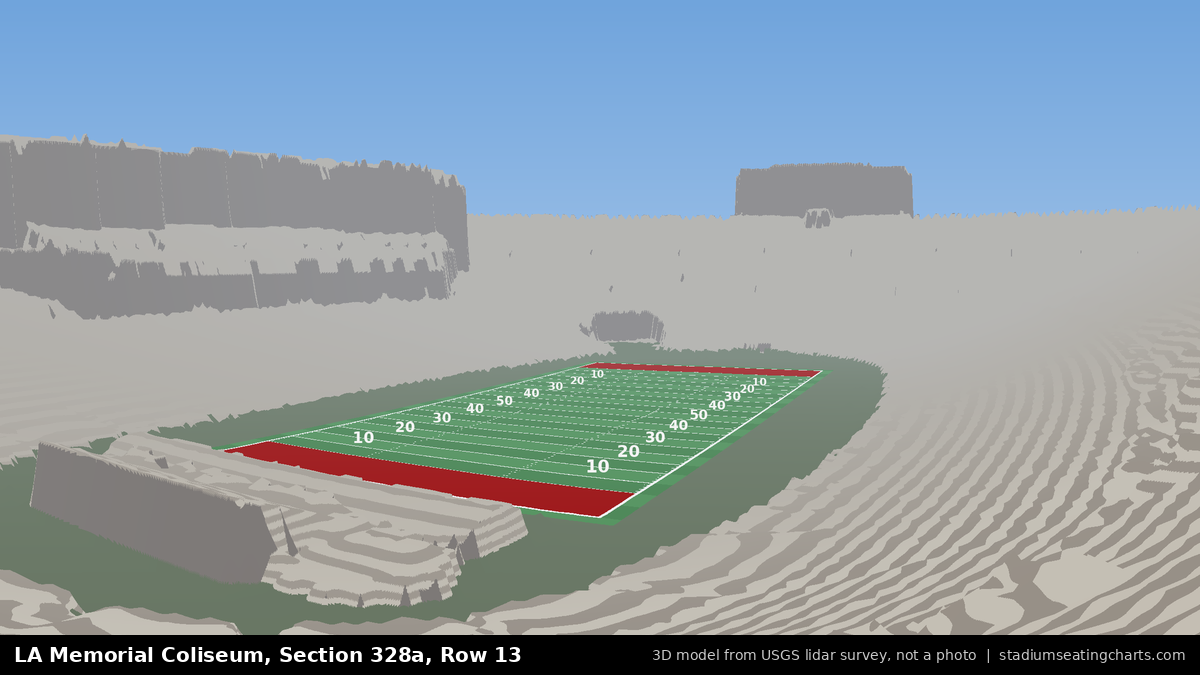 View from LA Memorial Coliseum Section 328A, Row 13, looking toward the field