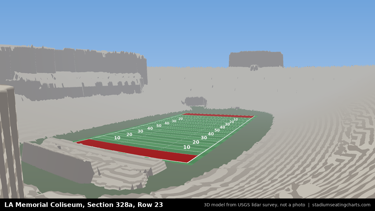 View from LA Memorial Coliseum Section 328A, Row 23, looking toward the field