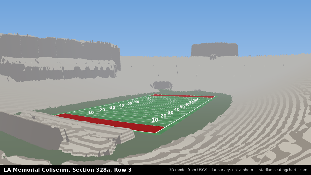 View from LA Memorial Coliseum Section 328A, Row 3, looking toward the field