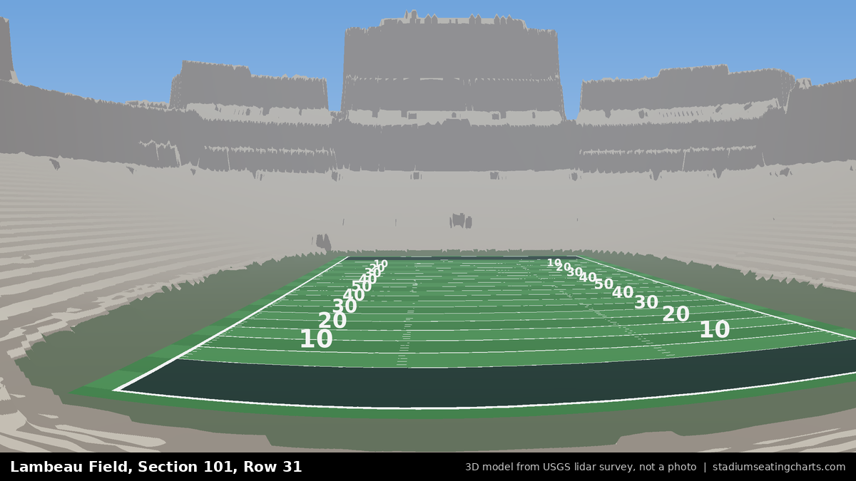 View from Lambeau Field Section 101, Row 31, looking toward the field