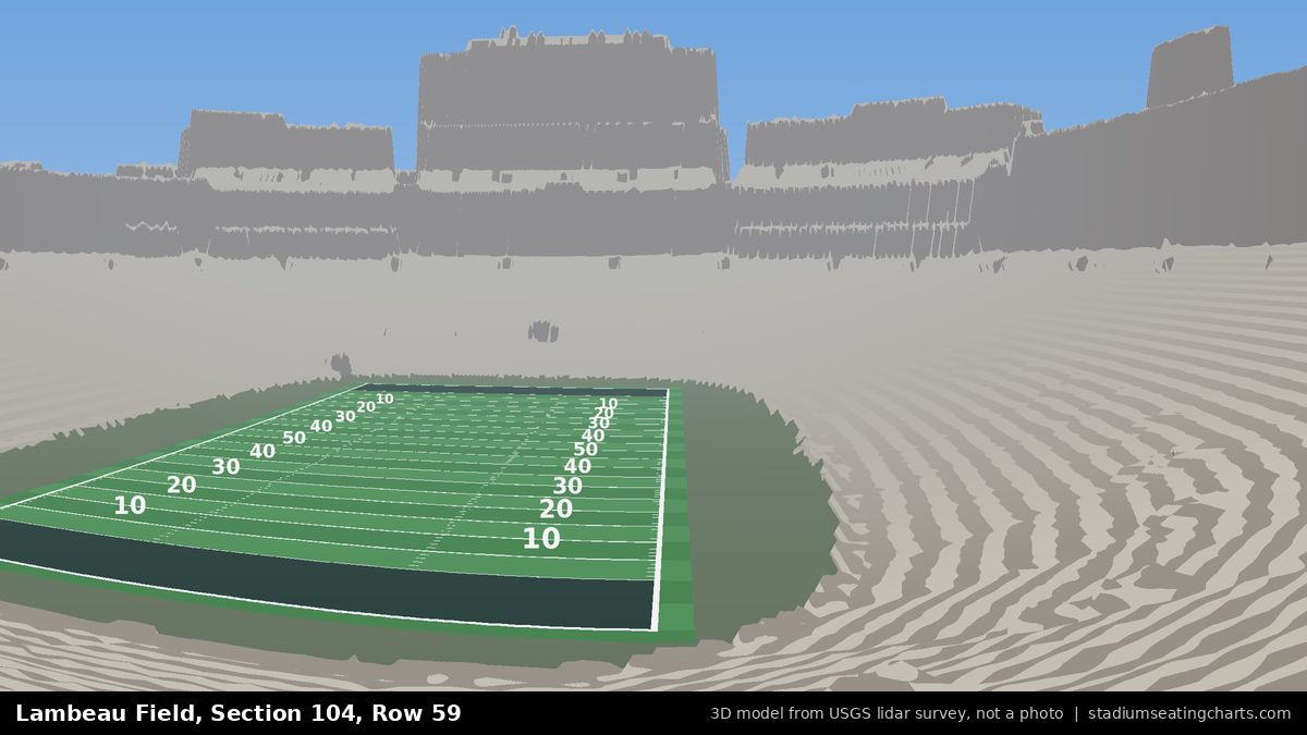View from Lambeau Field Section 104, Row 59, looking toward the field