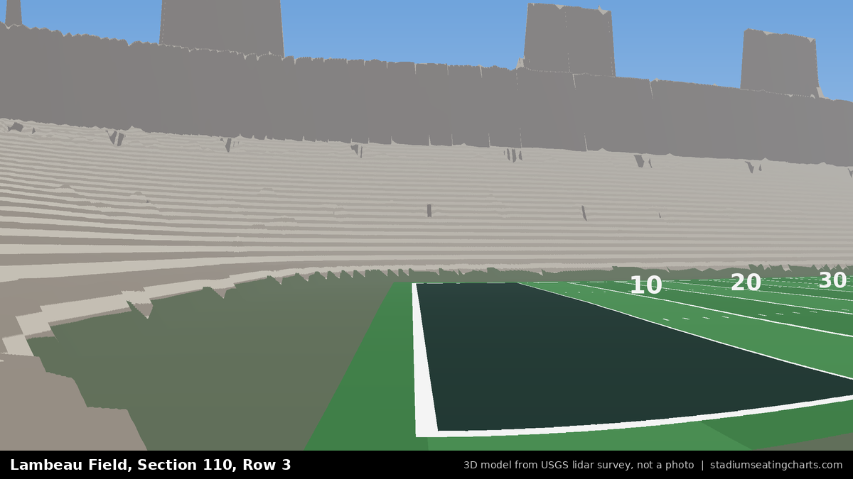 View from Lambeau Field Section 110, Row 3, looking toward the field