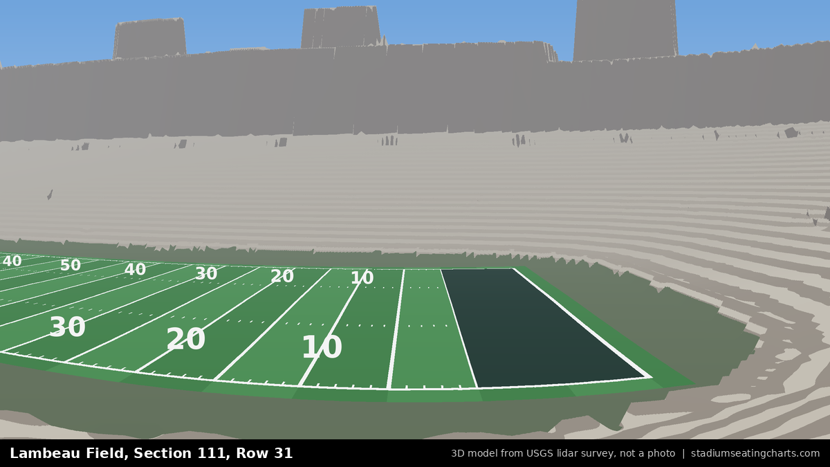 View from Lambeau Field Section 111, Row 31, looking toward the field