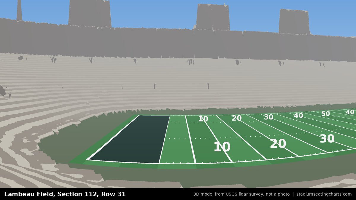 View from Lambeau Field Section 112, Row 31, looking toward the field