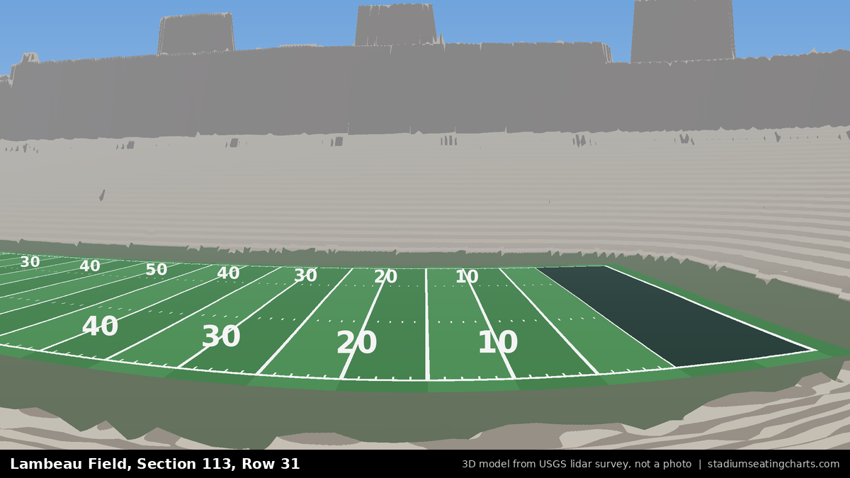 View from Lambeau Field Section 113, Row 31, looking toward the field