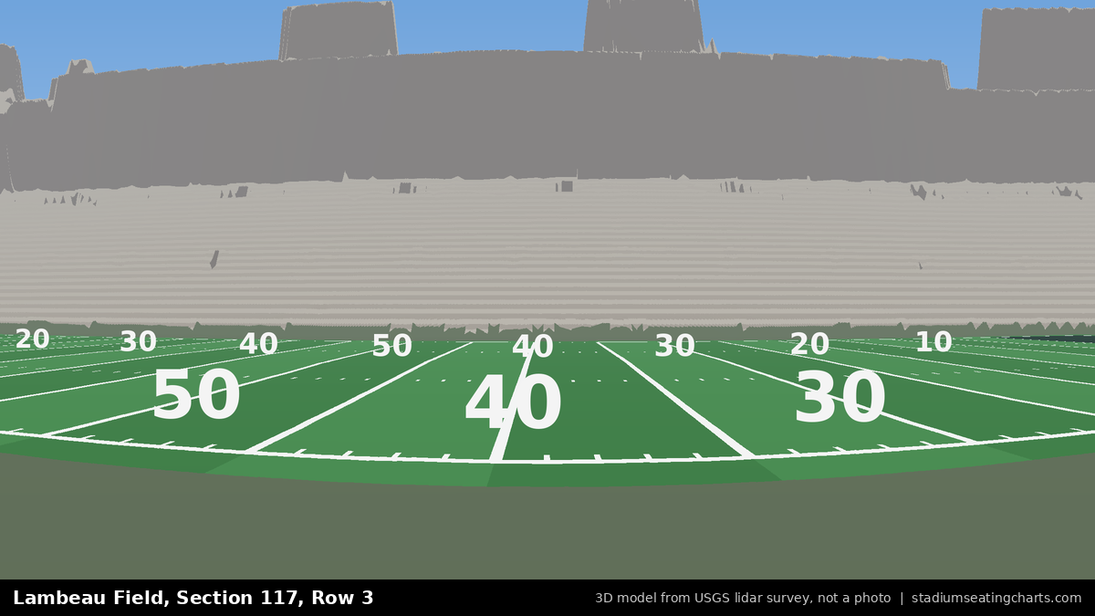 View from Lambeau Field Section 117, Row 3, looking toward the field
