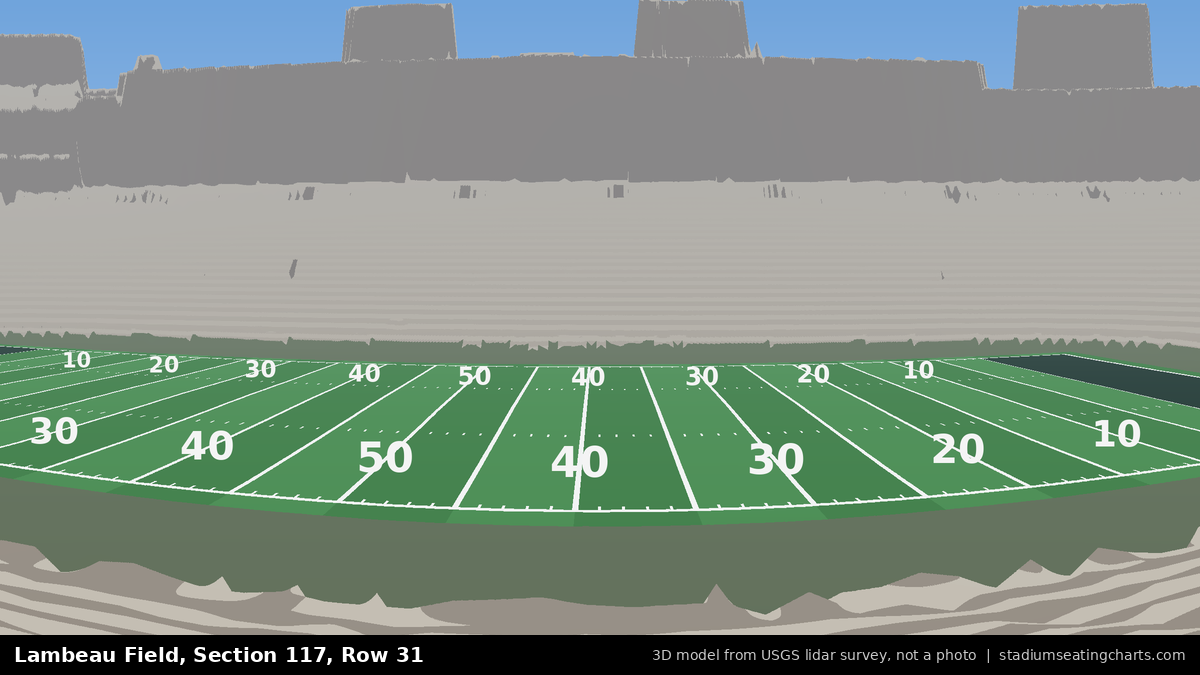 View from Lambeau Field Section 117, Row 31, looking toward the field
