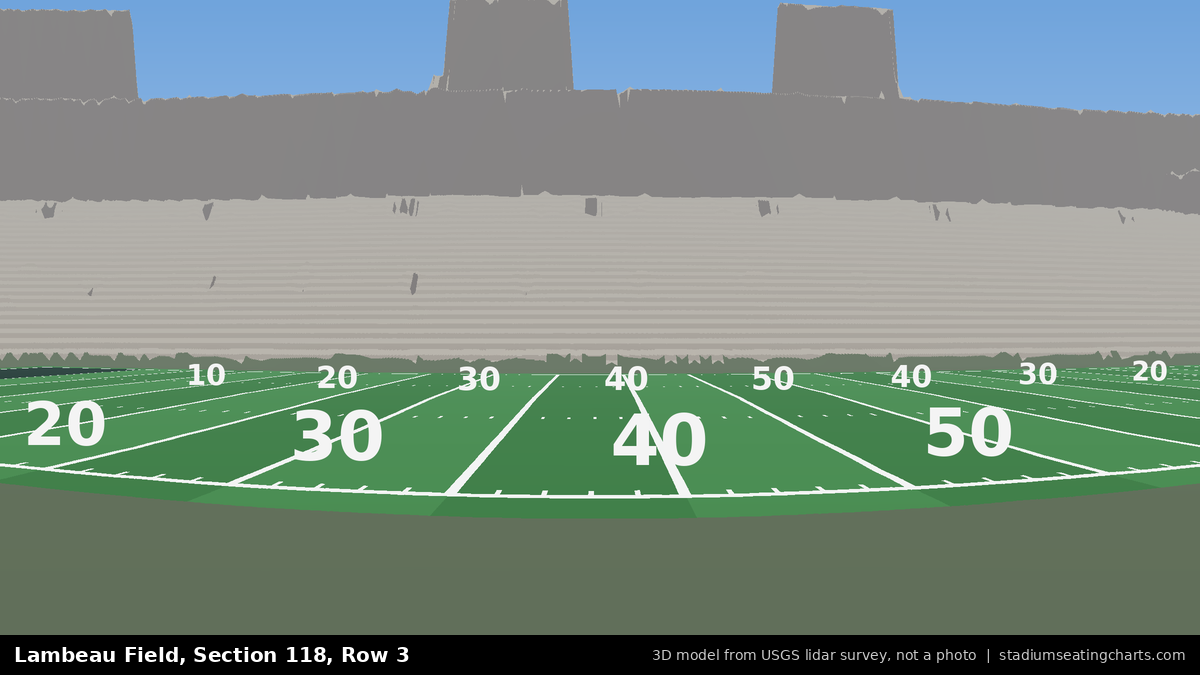 View from Lambeau Field Section 118, Row 3, looking toward the field