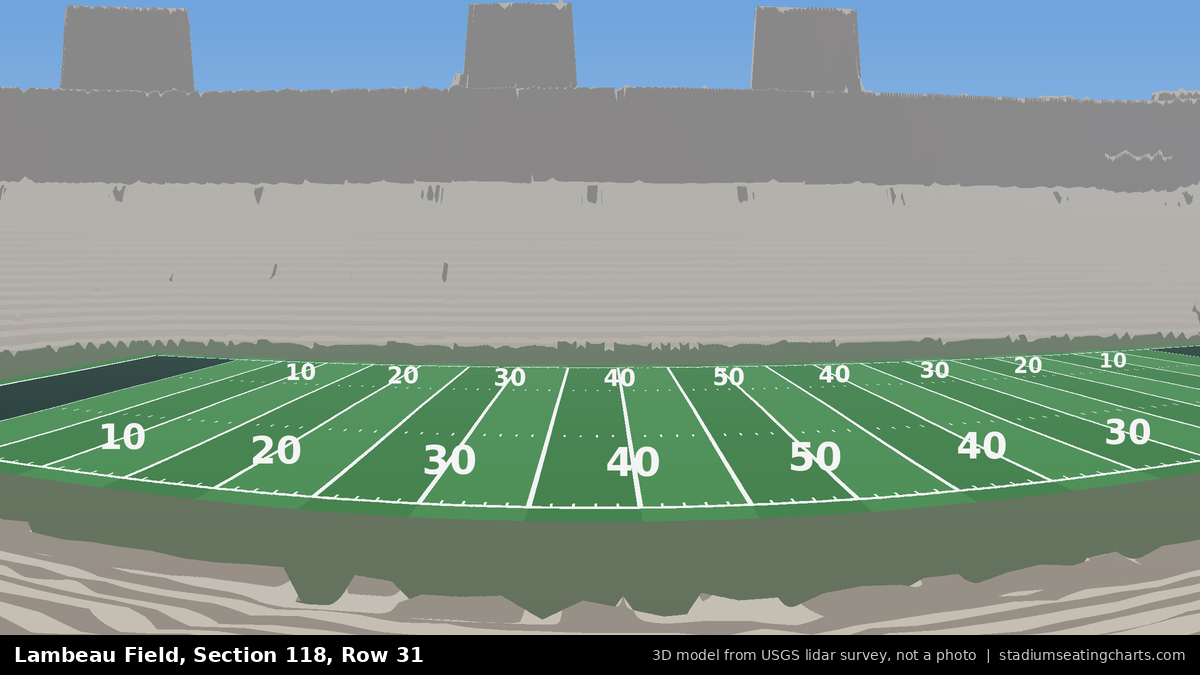 View from Lambeau Field Section 118, Row 31, looking toward the field