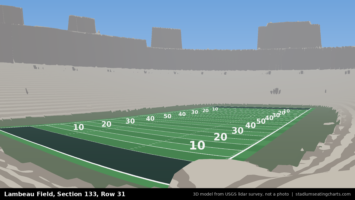 View from Lambeau Field Section 133, Row 31, looking toward the field