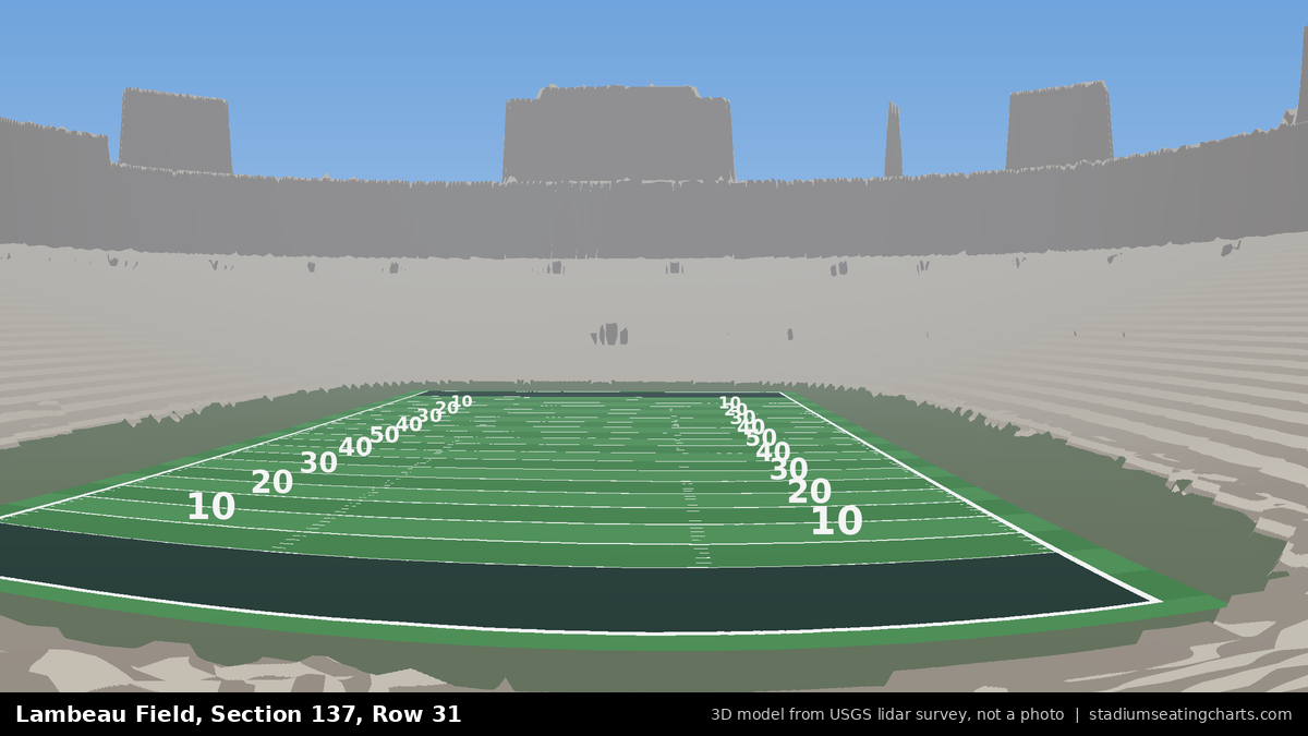 View from Lambeau Field Section 137, Row 31, looking toward the field
