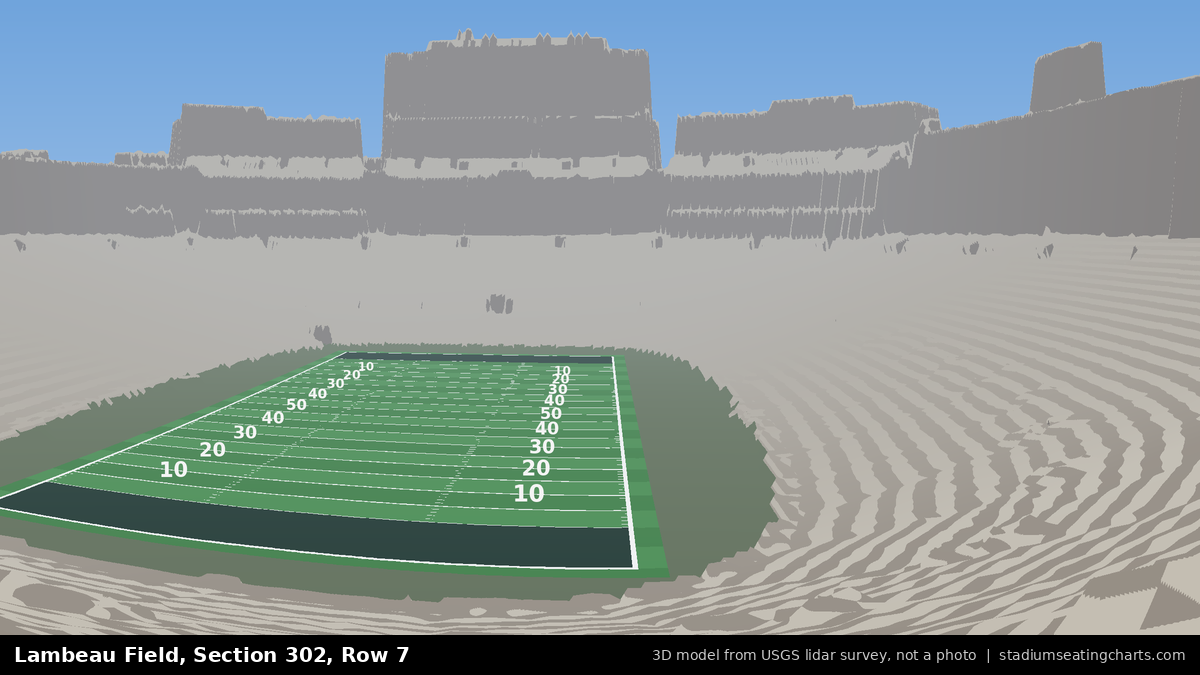 View from Lambeau Field Section 302, Row 7, looking toward the field