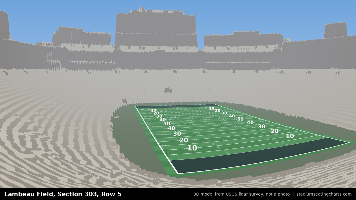View from Lambeau Field Section 303, Row 5, looking toward the field