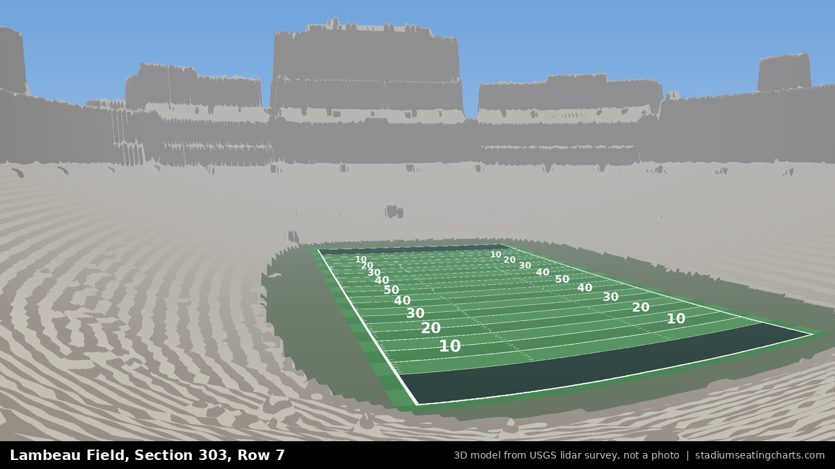 View from Lambeau Field Section 303, Row 7, looking toward the field