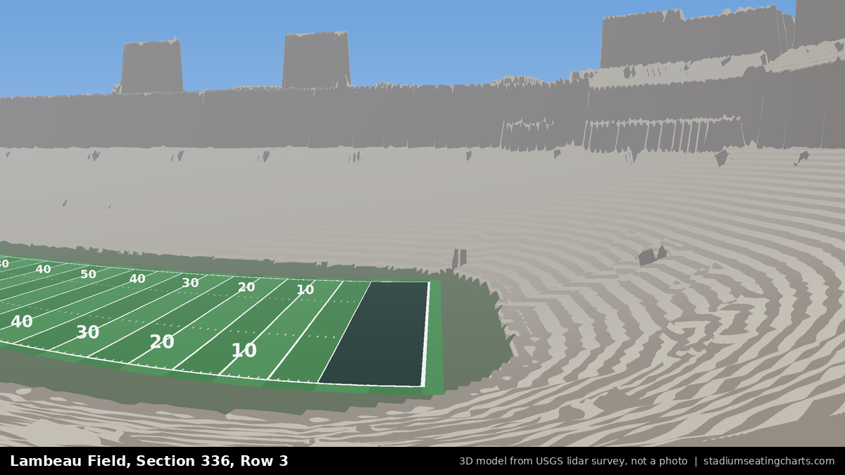 View from Lambeau Field Section 336, Row 3, looking toward the field