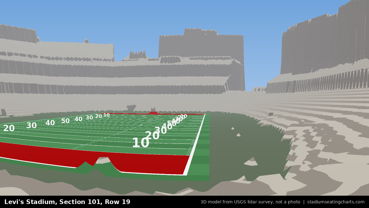 View from Levi's Stadium Section 101, Row 19, looking toward the field