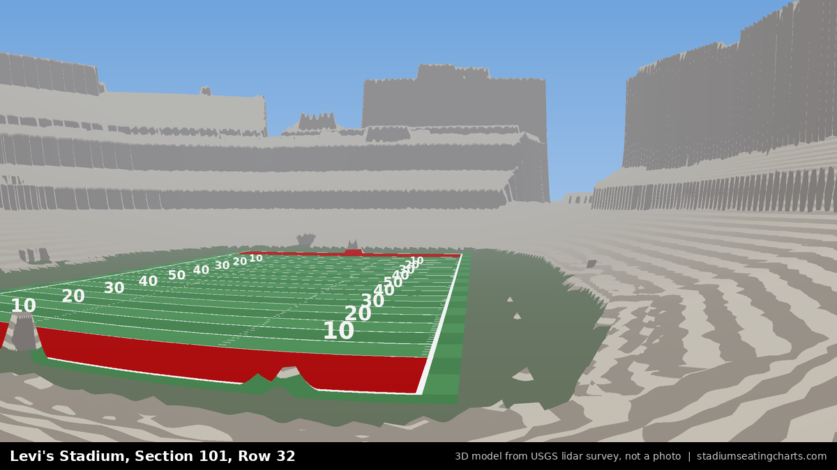 View from Levi's Stadium Section 101, Row 32, looking toward the field