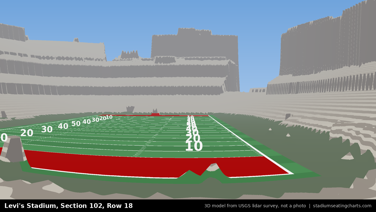 View from Levi's Stadium Section 102, Row 18, looking toward the field
