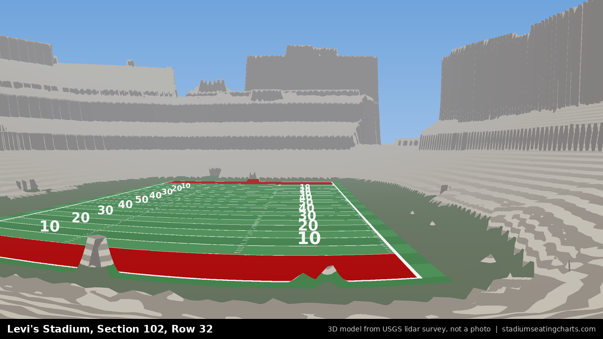 View from Levi's Stadium Section 102, Row 32, looking toward the field