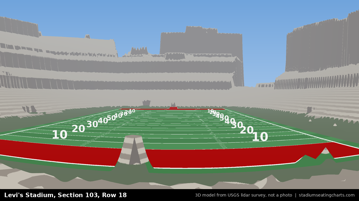 View from Levi's Stadium Section 103, Row 18, looking toward the field