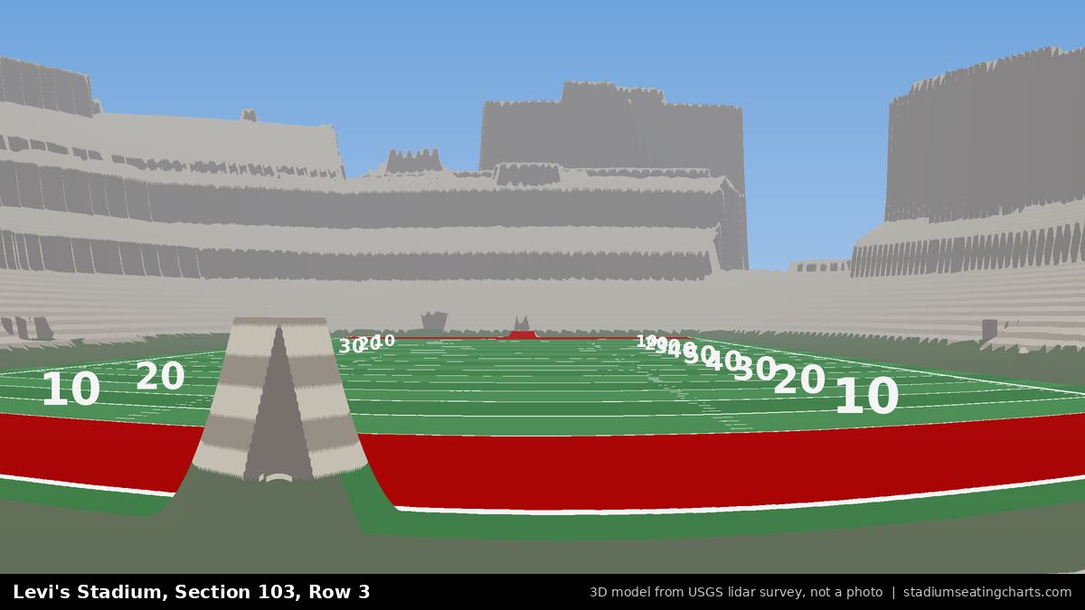 View from Levi's Stadium Section 103, Row 3, looking toward the field