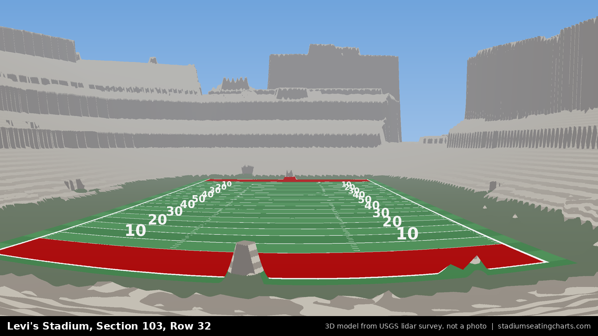 View from Levi's Stadium Section 103, Row 32, looking toward the field