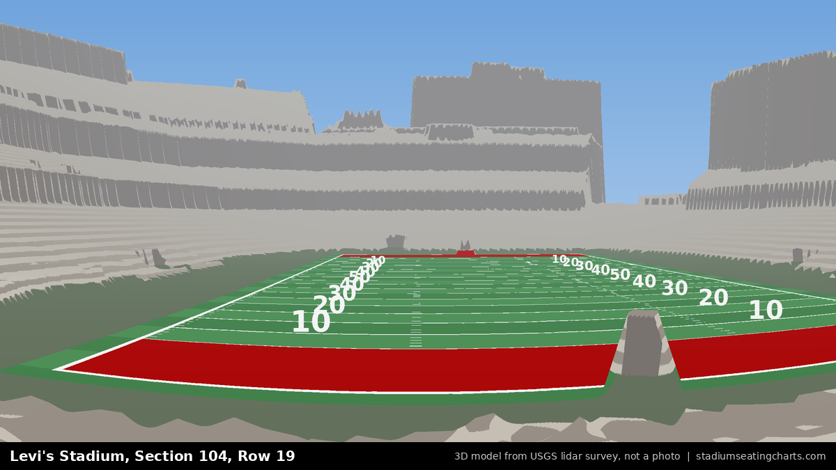 View from Levi's Stadium Section 104, Row 19, looking toward the field