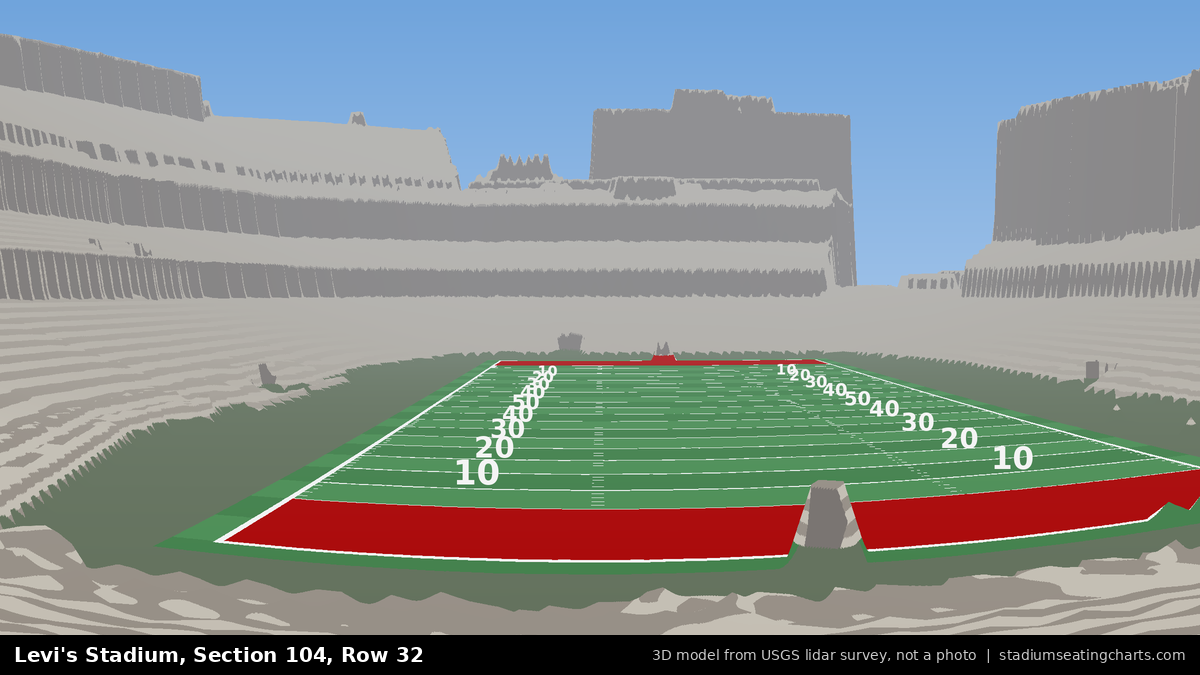 View from Levi's Stadium Section 104, Row 32, looking toward the field