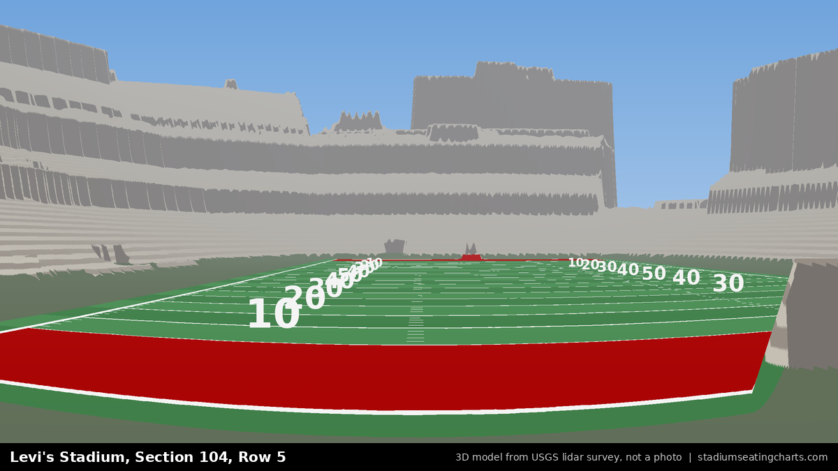 View from Levi's Stadium Section 104, Row 5, looking toward the field