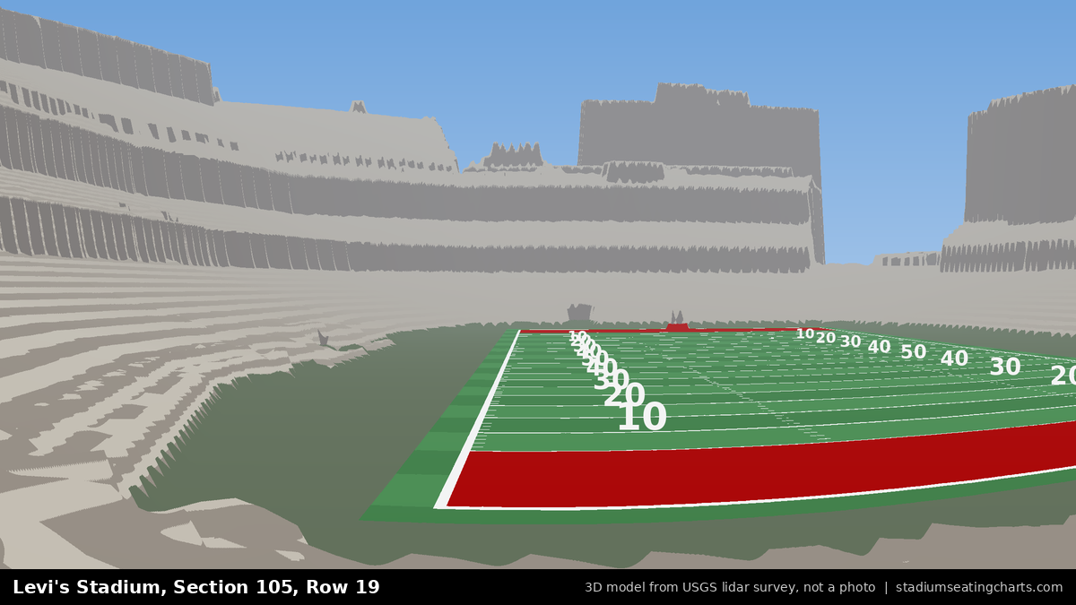 View from Levi's Stadium Section 105, Row 19, looking toward the field
