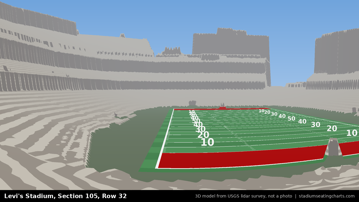 View from Levi's Stadium Section 105, Row 32, looking toward the field