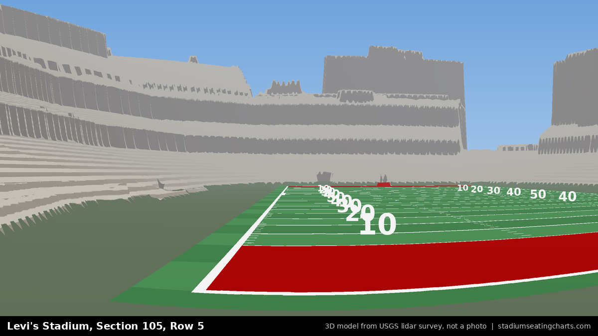 View from Levi's Stadium Section 105, Row 5, looking toward the field