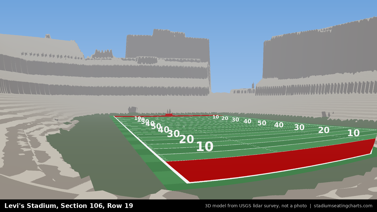 View from Levi's Stadium Section 106, Row 19, looking toward the field