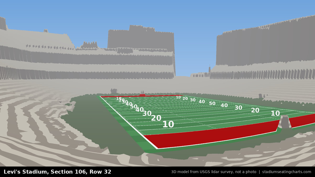 View from Levi's Stadium Section 106, Row 32, looking toward the field