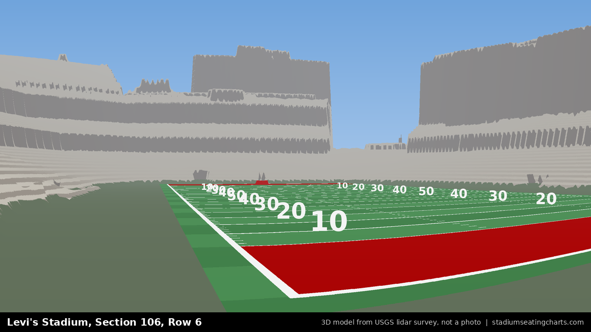 View from Levi's Stadium Section 106, Row 6, looking toward the field
