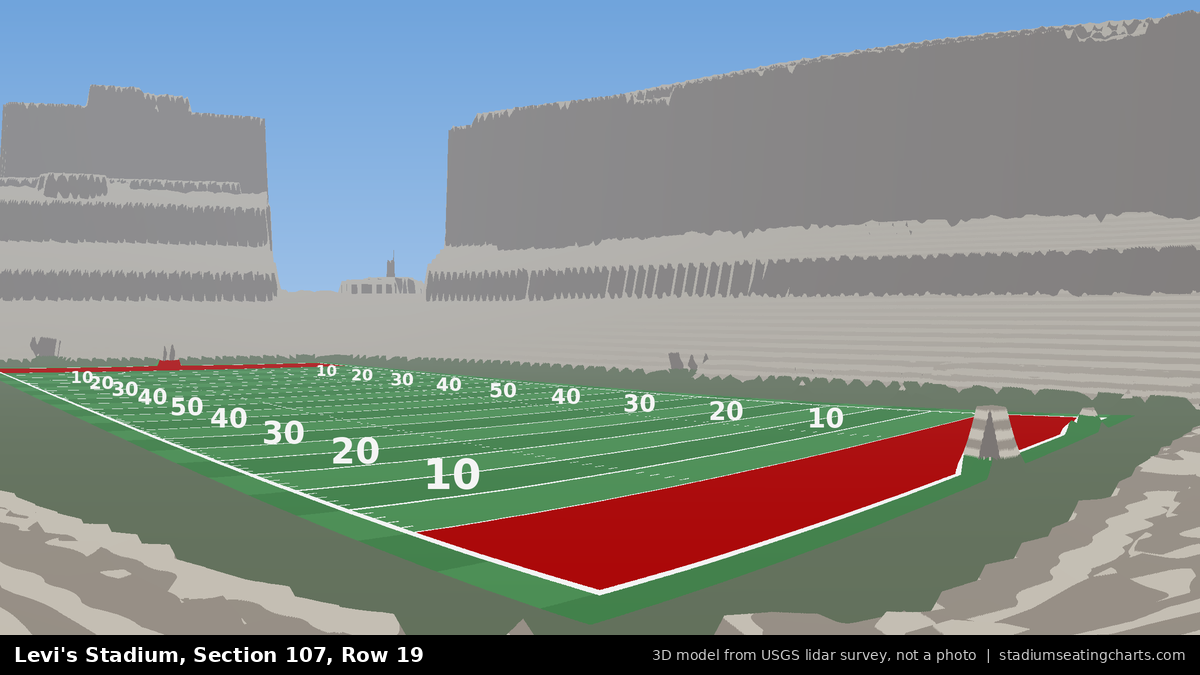 View from Levi's Stadium Section 107, Row 19, looking toward the field