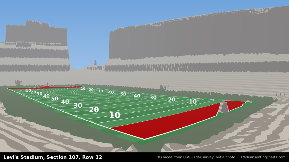 View from Levi's Stadium Section 107, Row 32, looking toward the field
