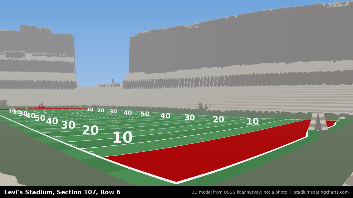 View from Levi's Stadium Section 107, Row 6, looking toward the field